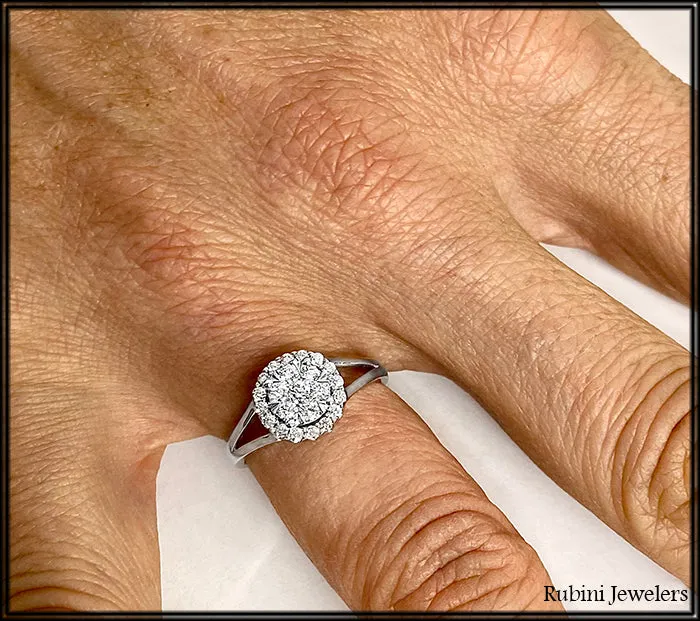 18Kt White Gold 1/2ct Diamond Cluster Ring