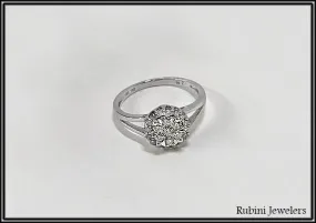 18Kt White Gold 1/2ct Diamond Cluster Ring