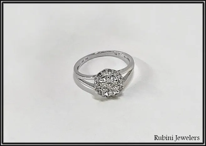 18Kt White Gold 1/2ct Diamond Cluster Ring
