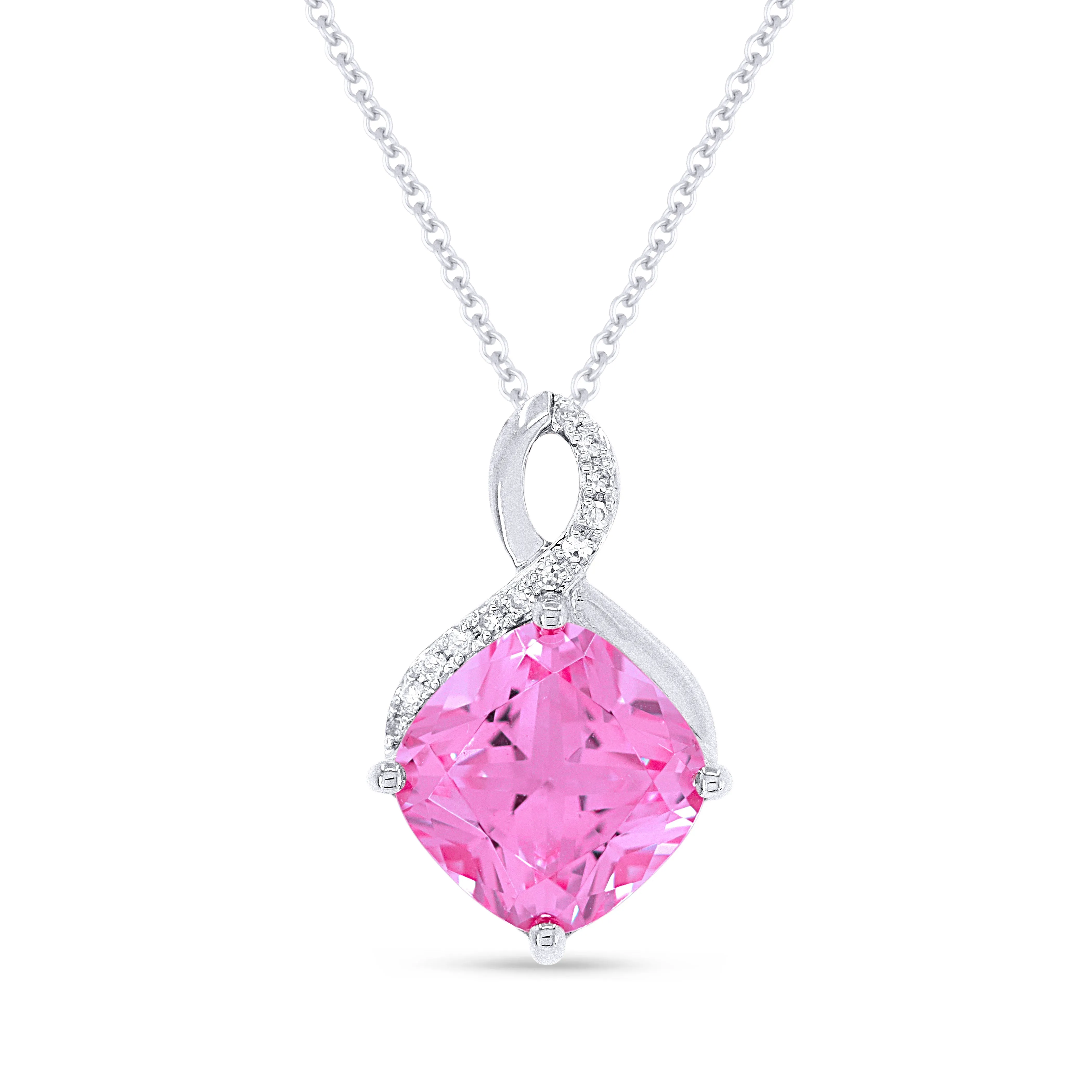 2.65ct Pink Sapphire 16"Pendant Necklace in 14K White Gold