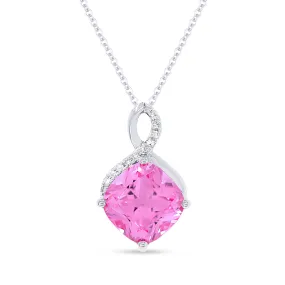 2.65ct Pink Sapphire 16"Pendant Necklace in 14K White Gold