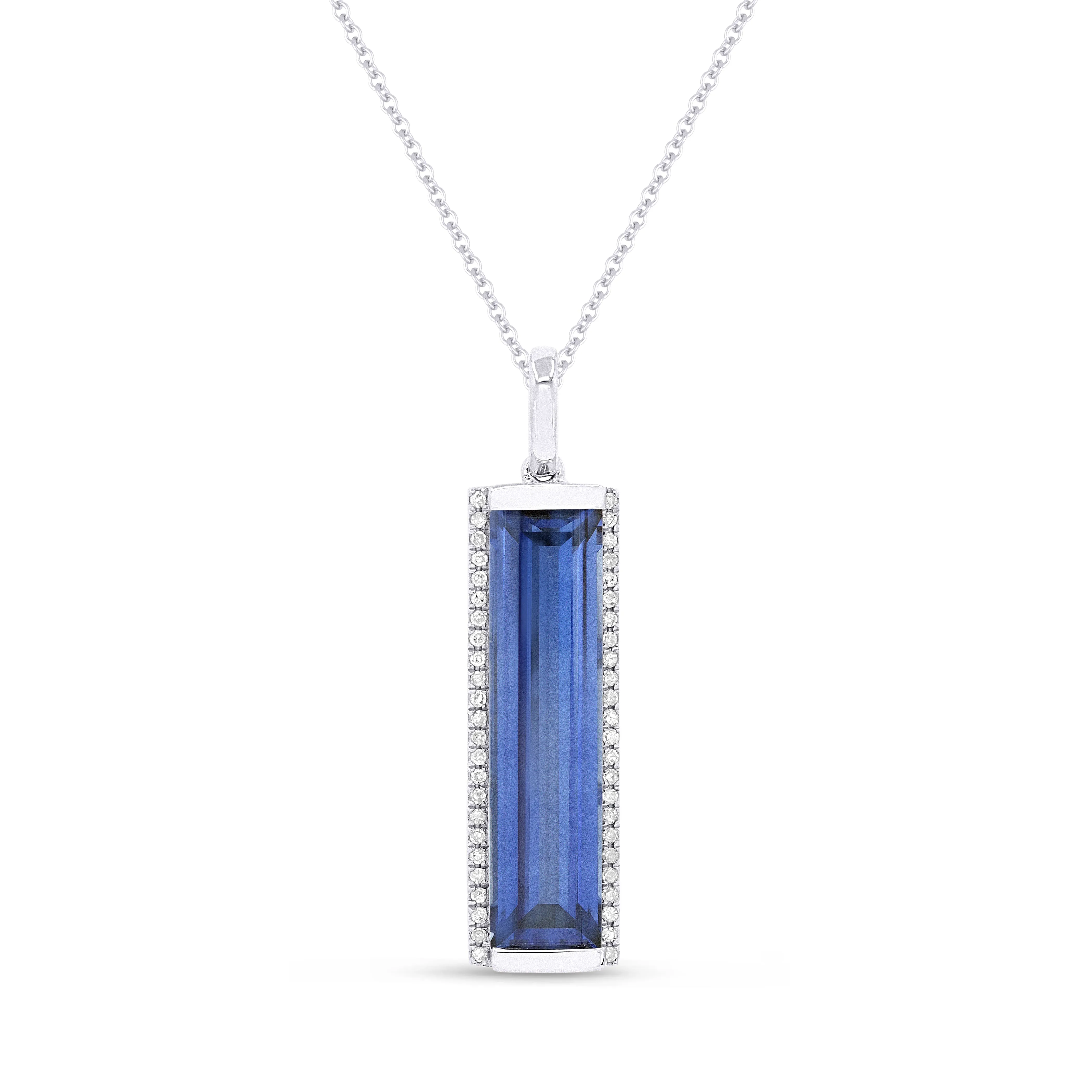 4.6ct Created Sapphire 16"Pendant Necklace in 14K White Gold
