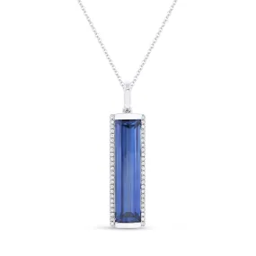 4.6ct Created Sapphire 16"Pendant Necklace in 14K White Gold