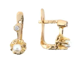 6736 - 19.2k Portuguese Gold Pearl Kids Earrings