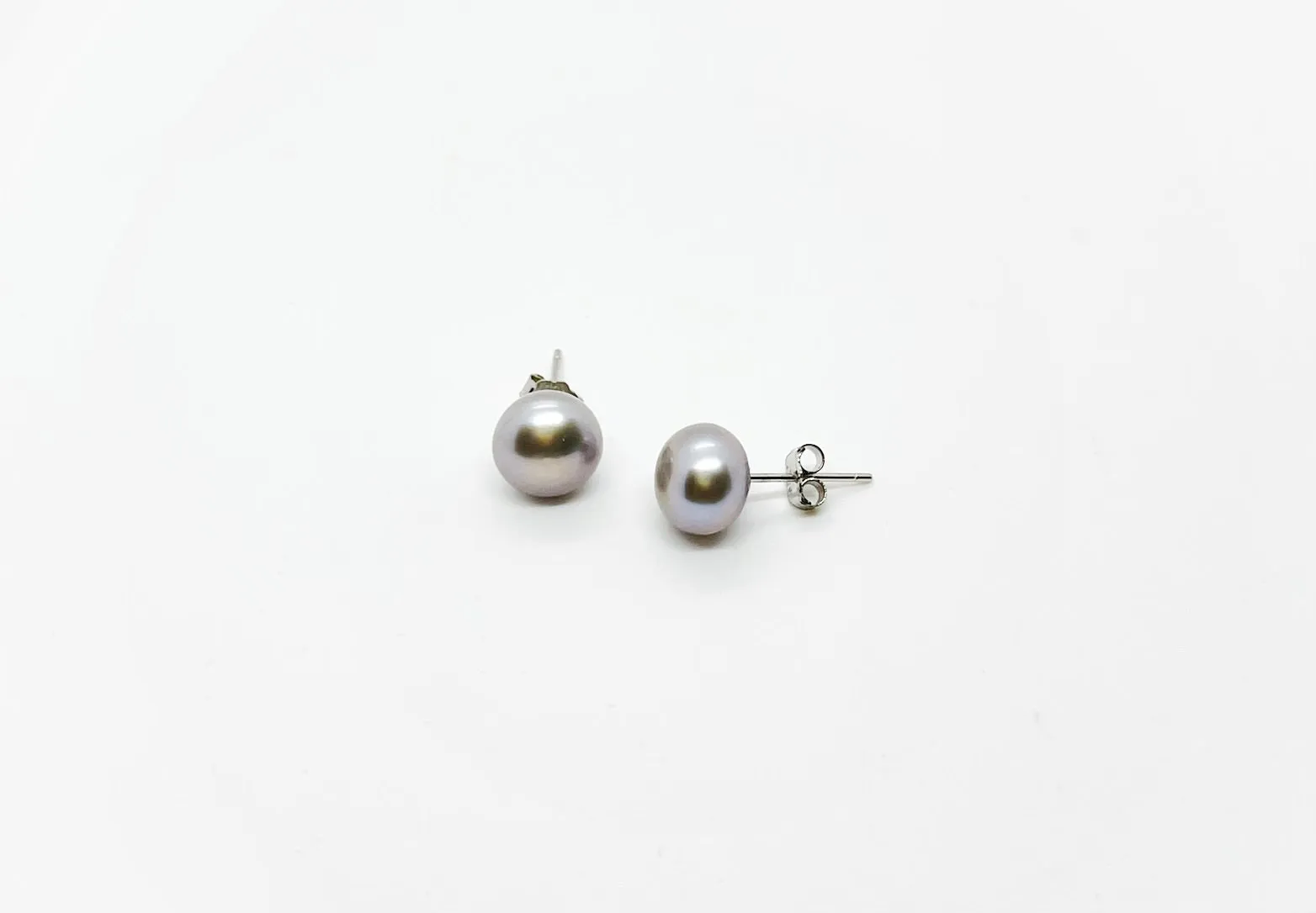 8mm Freshwater Pearl Earrings AA  Grade Button  Stud 925 Sterling Silver