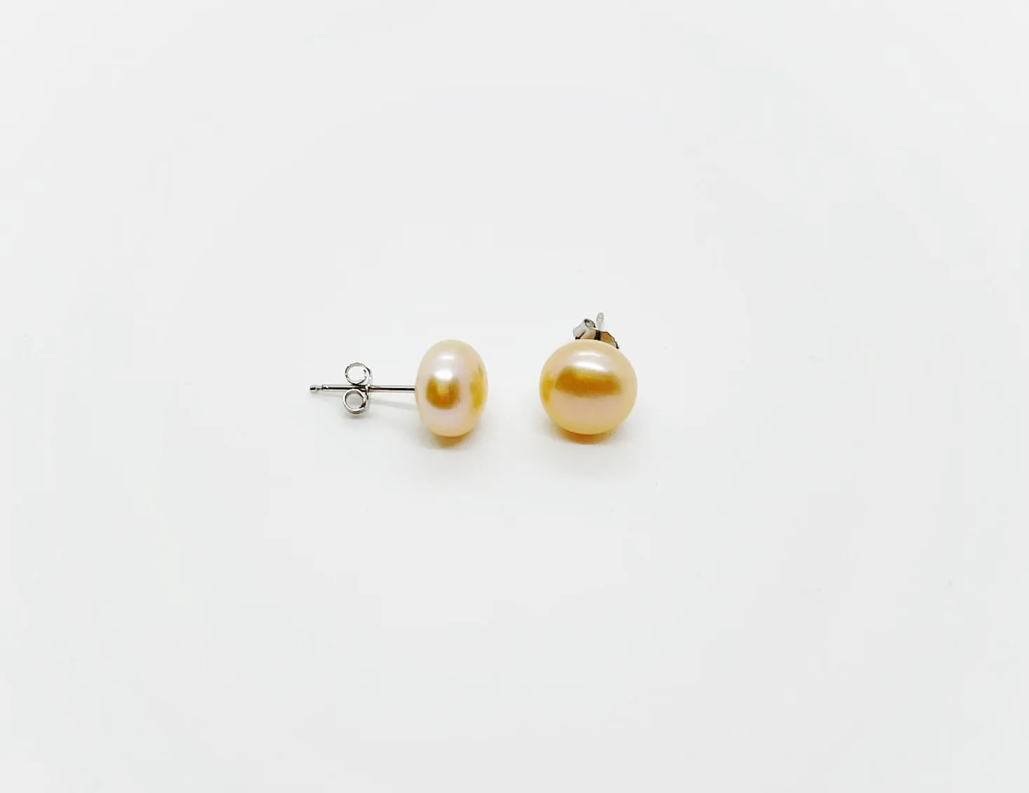 8mm Freshwater Pearl Earrings AA  Grade Button  Stud 925 Sterling Silver