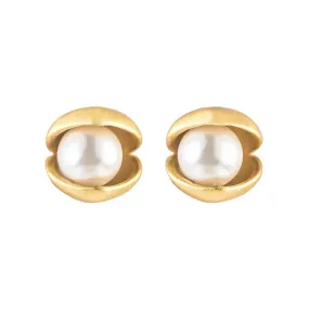 925 Silver Freshwater Pearl Pea Sprout Earrings