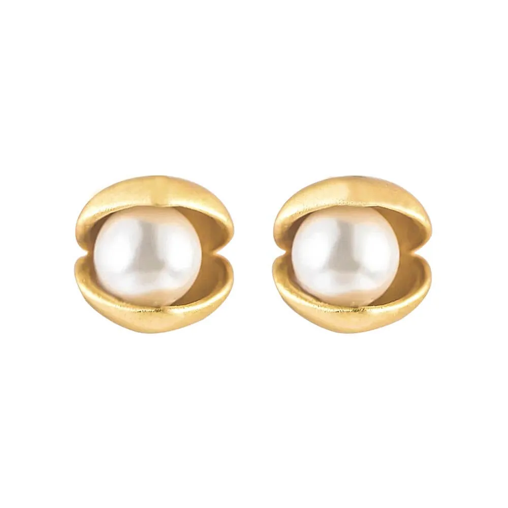 925 Silver Freshwater Pearl Pea Sprout Earrings