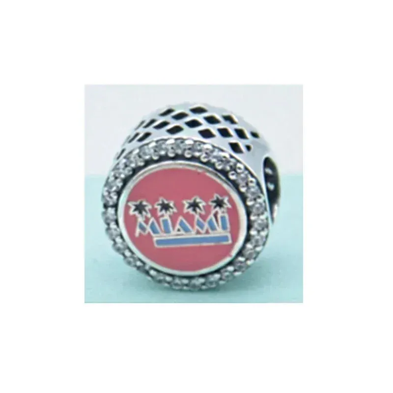 925 Silver Miami Palm Tree Sunset Charm for Women