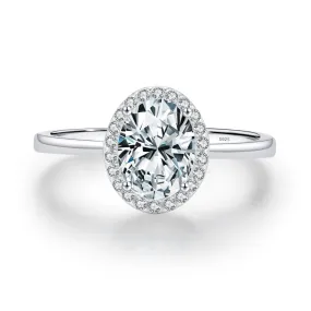 925 Sterling Silver Zircon Ring for Wedding Proposal, European and American Luxury Fashion