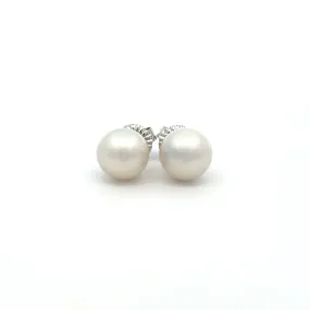 9K White Gold Australian South Sea 11-12mm Cultured Pearl Stud Earrings