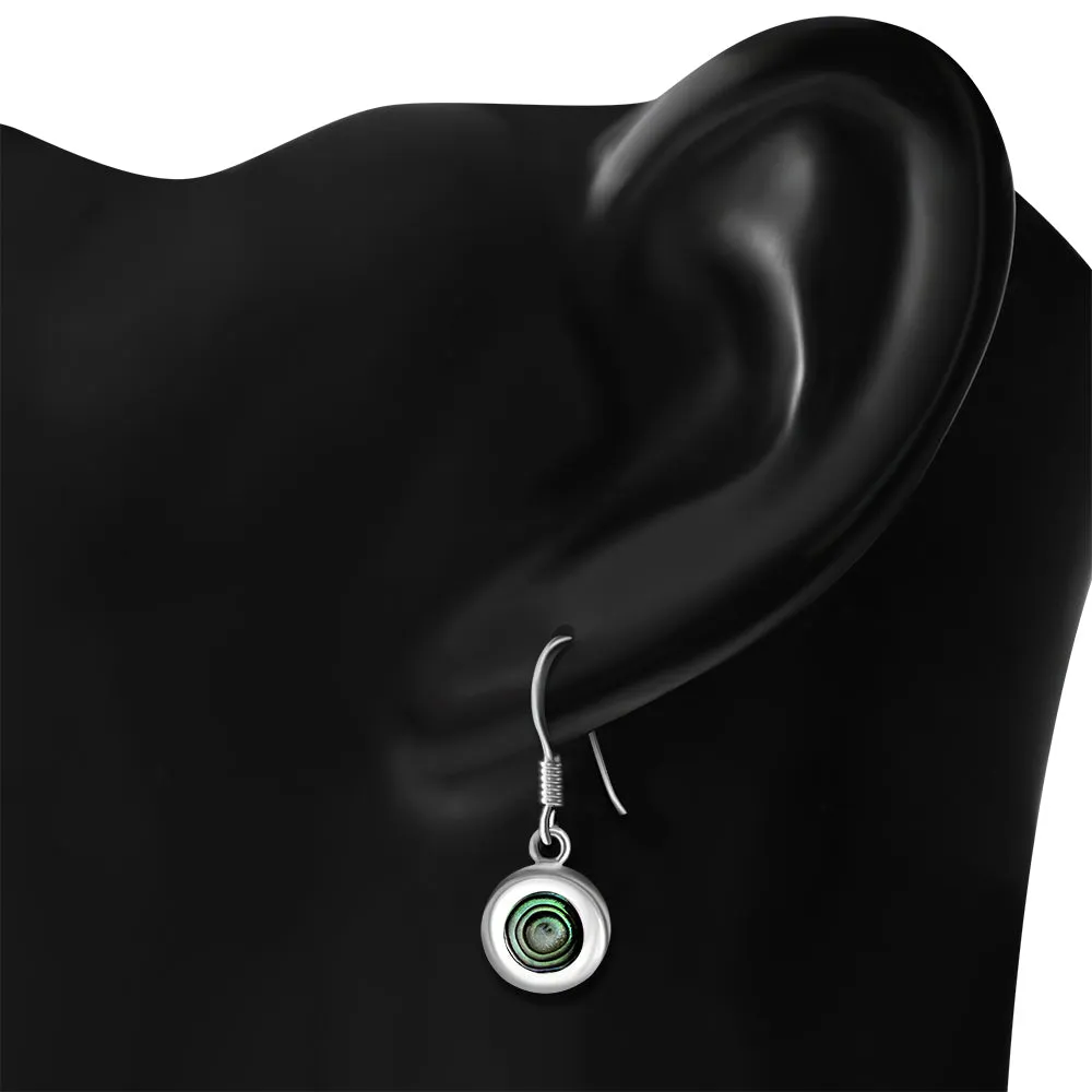 Abalone Shell Round Silver Earrings