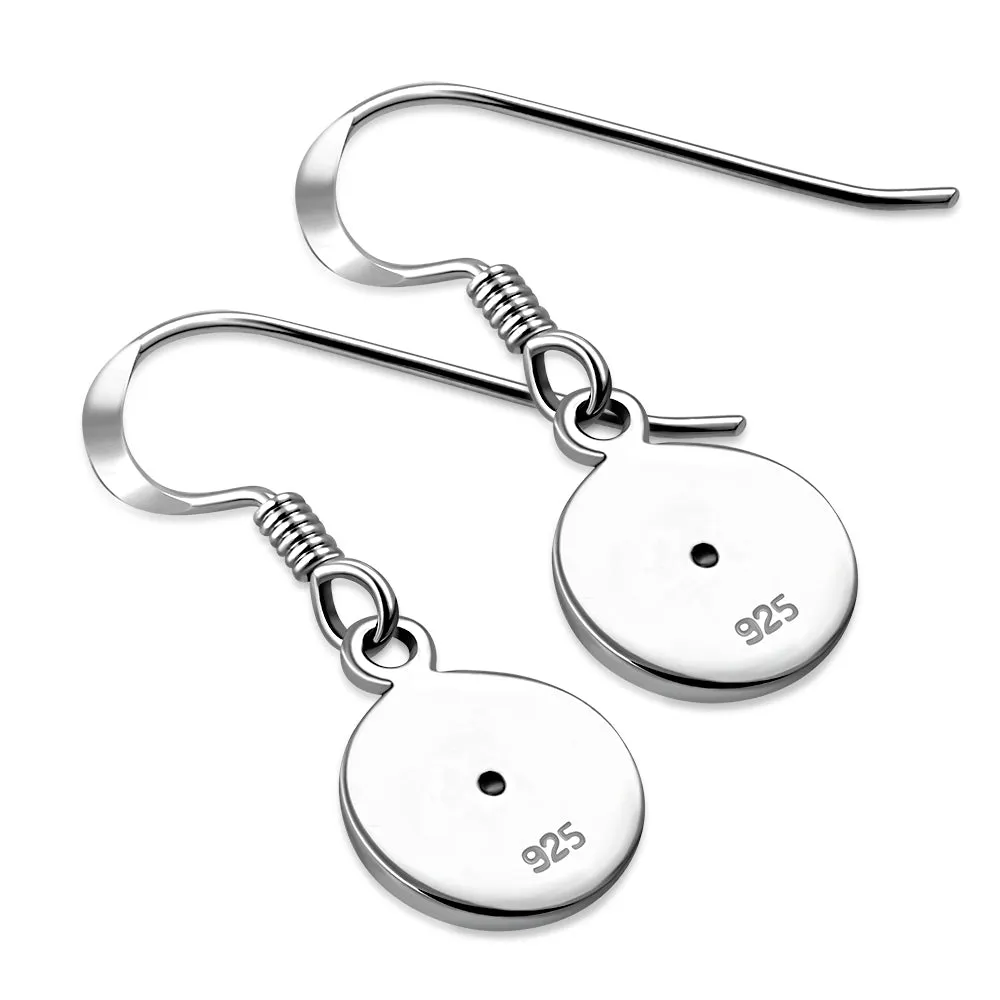 Abalone Shell Round Silver Earrings