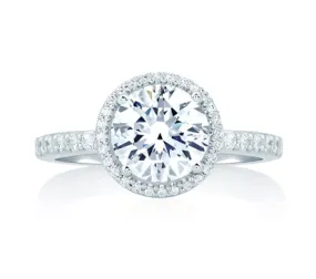 A.JAFFE ART DECO DECO TOWER HALO ENGAGEMENT RING WITH ROUND DIAMOND CENTER 0.32             (not in