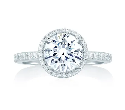 A.JAFFE ART DECO DECO TOWER HALO ENGAGEMENT RING WITH ROUND DIAMOND CENTER 0.32             (not in