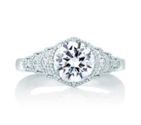 A.JAFFE ART DECO DECO VINTAGE STEP ENGAGEMENT RING 0.15             (not including center stone)