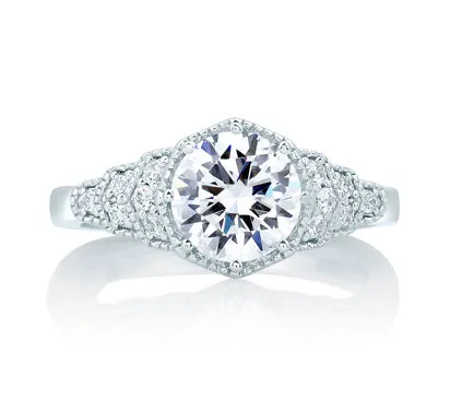 A.JAFFE ART DECO DECO VINTAGE STEP ENGAGEMENT RING 0.15             (not including center stone)