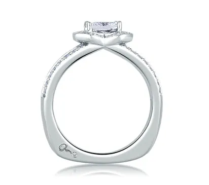 A.JAFFE ART DECO DESIGNER SPLIT SHANK PRINCESS HALO ENGAGEMENT RING 0.42            (not including