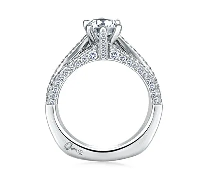 A.JAFFE ART DECO OPEN THREE ROW PAVÉ ENGAGEMENT RING 0.68             (not including center stone)