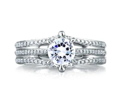 A.JAFFE ART DECO OPEN THREE ROW PAVÉ ENGAGEMENT RING 0.68             (not including center stone)