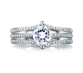 A.JAFFE ART DECO OPEN THREE ROW PAVÉ ENGAGEMENT RING 0.68             (not including center stone)