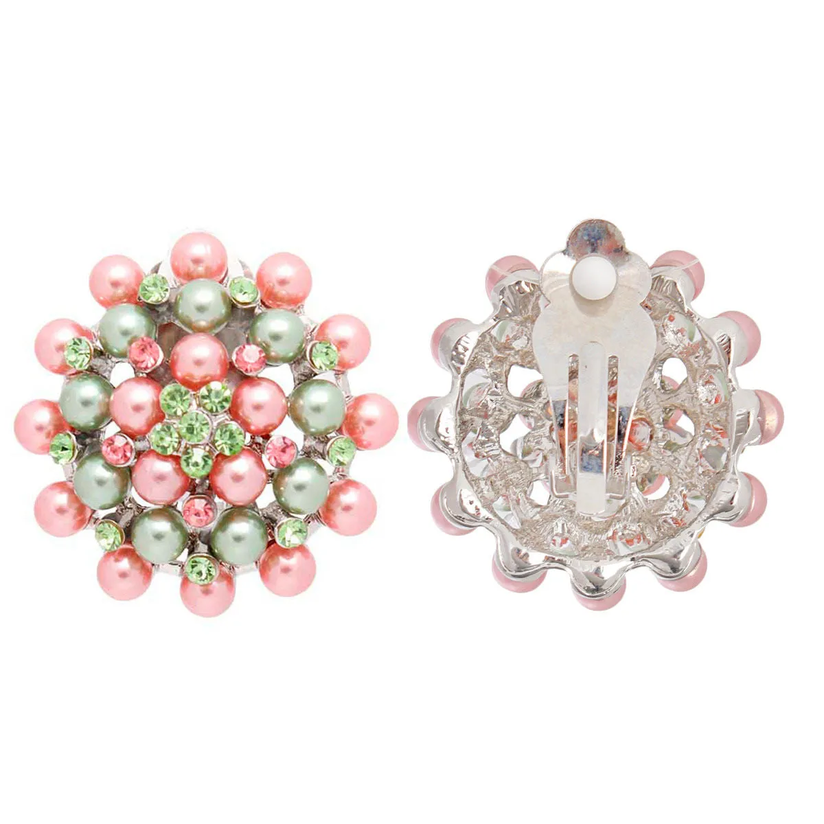 AKA Alpha Kappa Alpha Inspired Clip On Earrings Pink Green Small Pearl Earrings