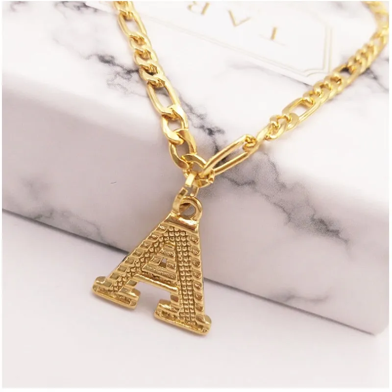 Alphabet Pendant Necklace for Women with Initial A-Z in Gold Color