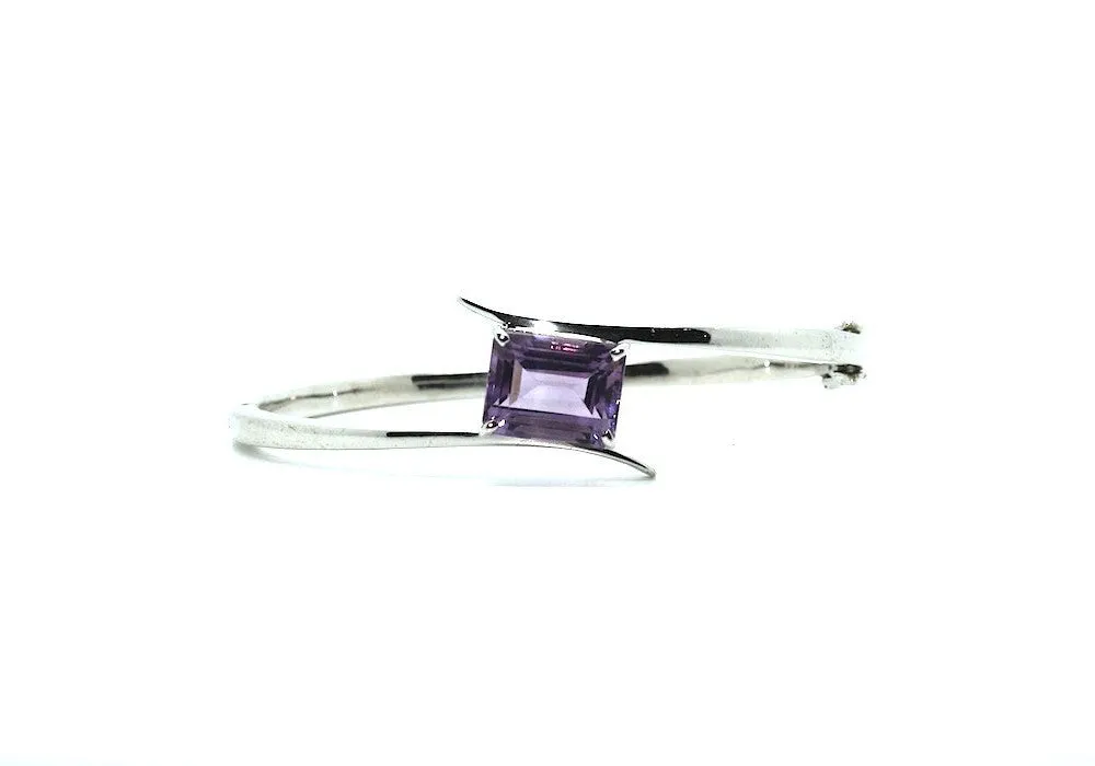 Amethyst Cross Silver Bangle