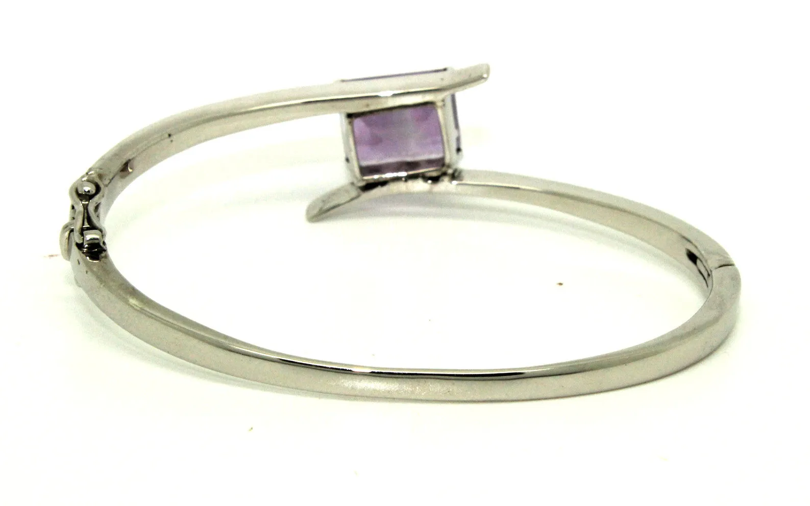 Amethyst Cross Silver Bangle
