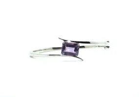 Amethyst Cross Silver Bangle