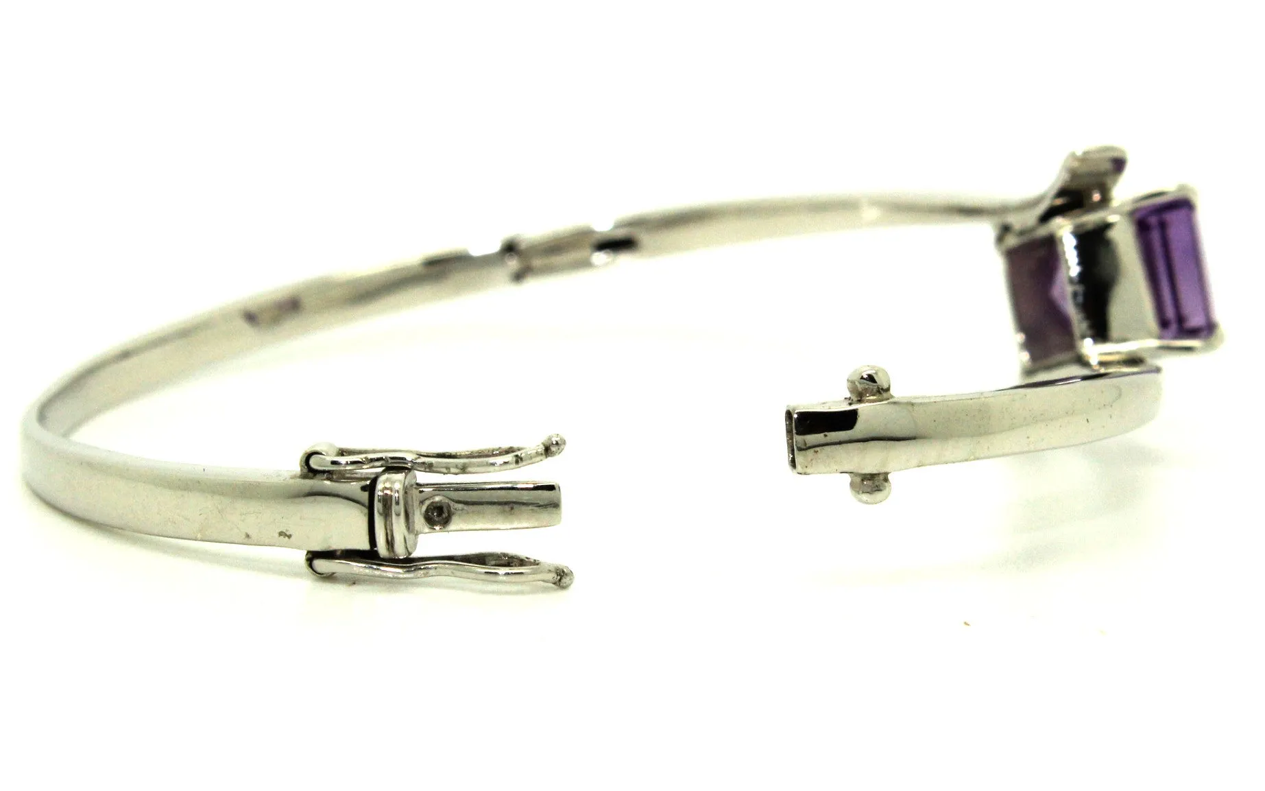 Amethyst Cross Silver Bangle