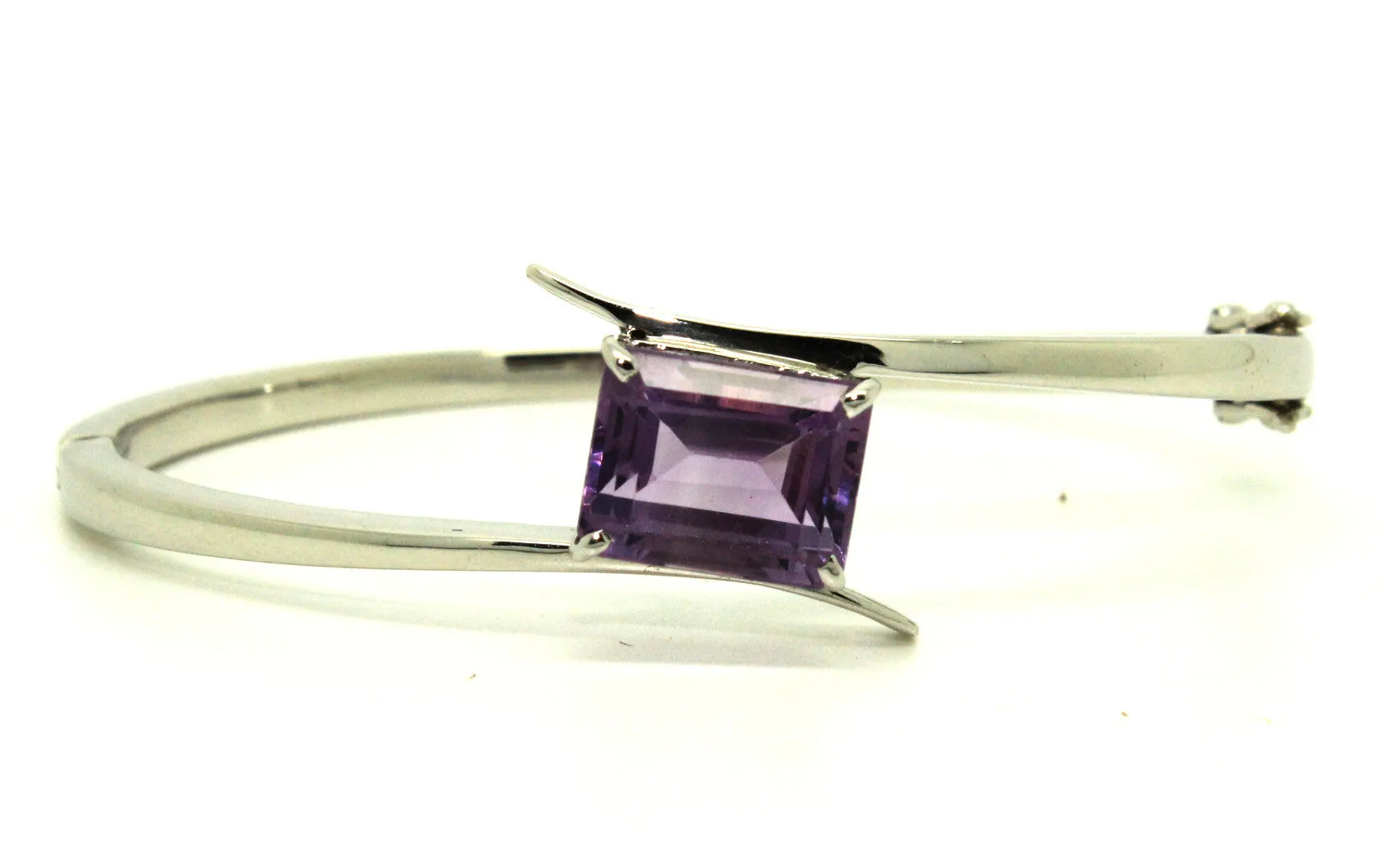 Amethyst Cross Silver Bangle