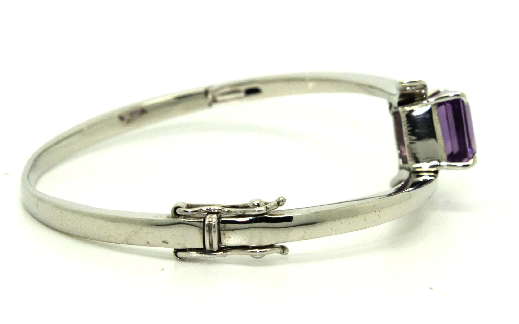 Amethyst Cross Silver Bangle