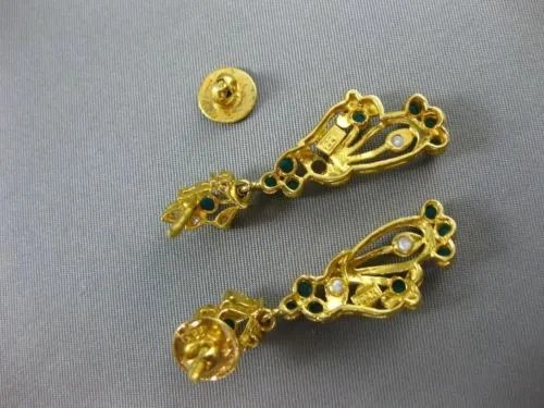 ANTIQUE AAA TURQOUISE & PEARL 22KT GOLD HANDCRAFTED LEAF HANGING EARRINGS