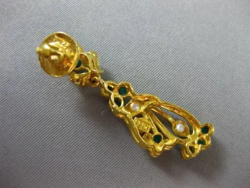 ANTIQUE AAA TURQOUISE & PEARL 22KT GOLD HANDCRAFTED LEAF HANGING EARRINGS
