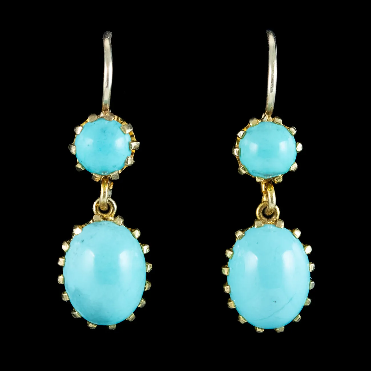 Antique Victorian Turquoise Drop Earrings 18ct Gold