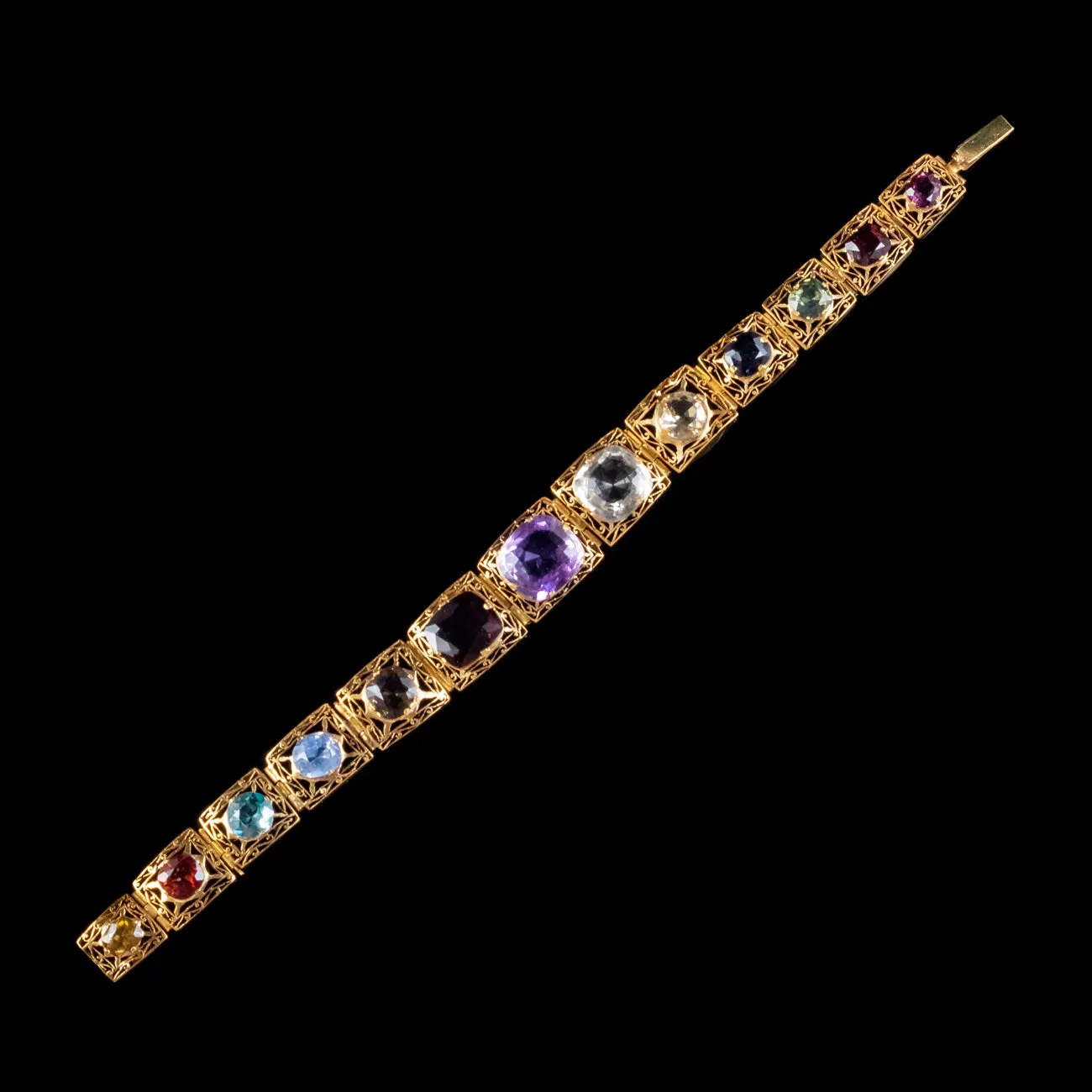 Art Deco Gemstone Bracelet Silver 18ct Gold Gilt Circa 1920