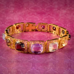 Art Deco Gemstone Bracelet Silver 18ct Gold Gilt Circa 1920