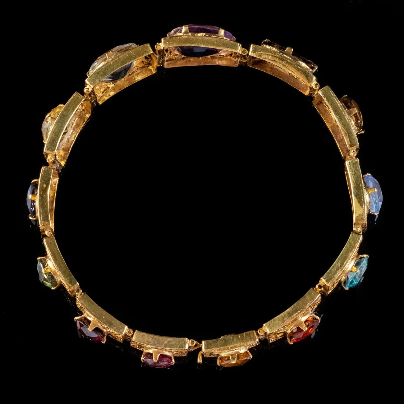 Art Deco Gemstone Bracelet Silver 18ct Gold Gilt Circa 1920
