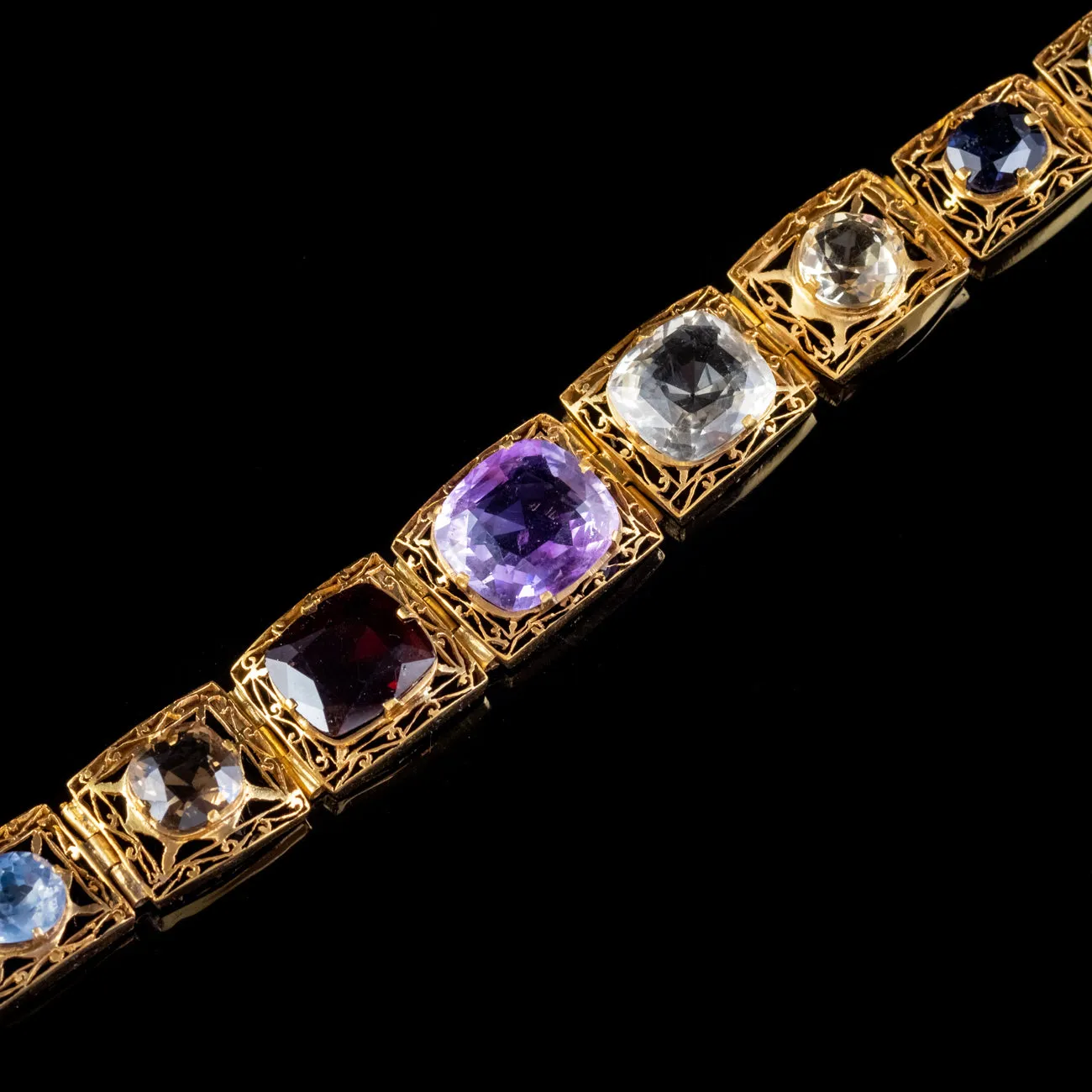 Art Deco Gemstone Bracelet Silver 18ct Gold Gilt Circa 1920