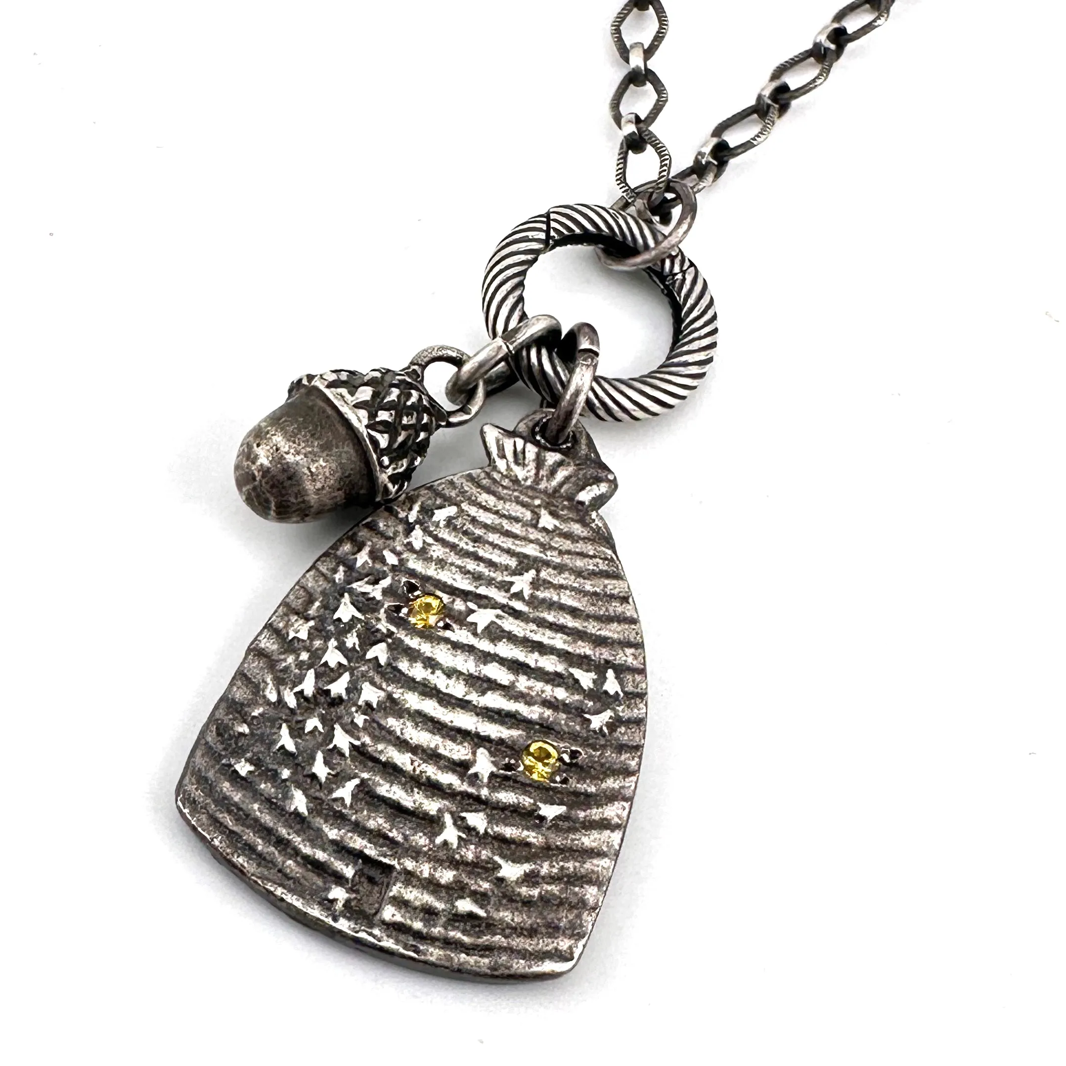 BEEHIVE Yellow Sapphire Necklace Set in Silver