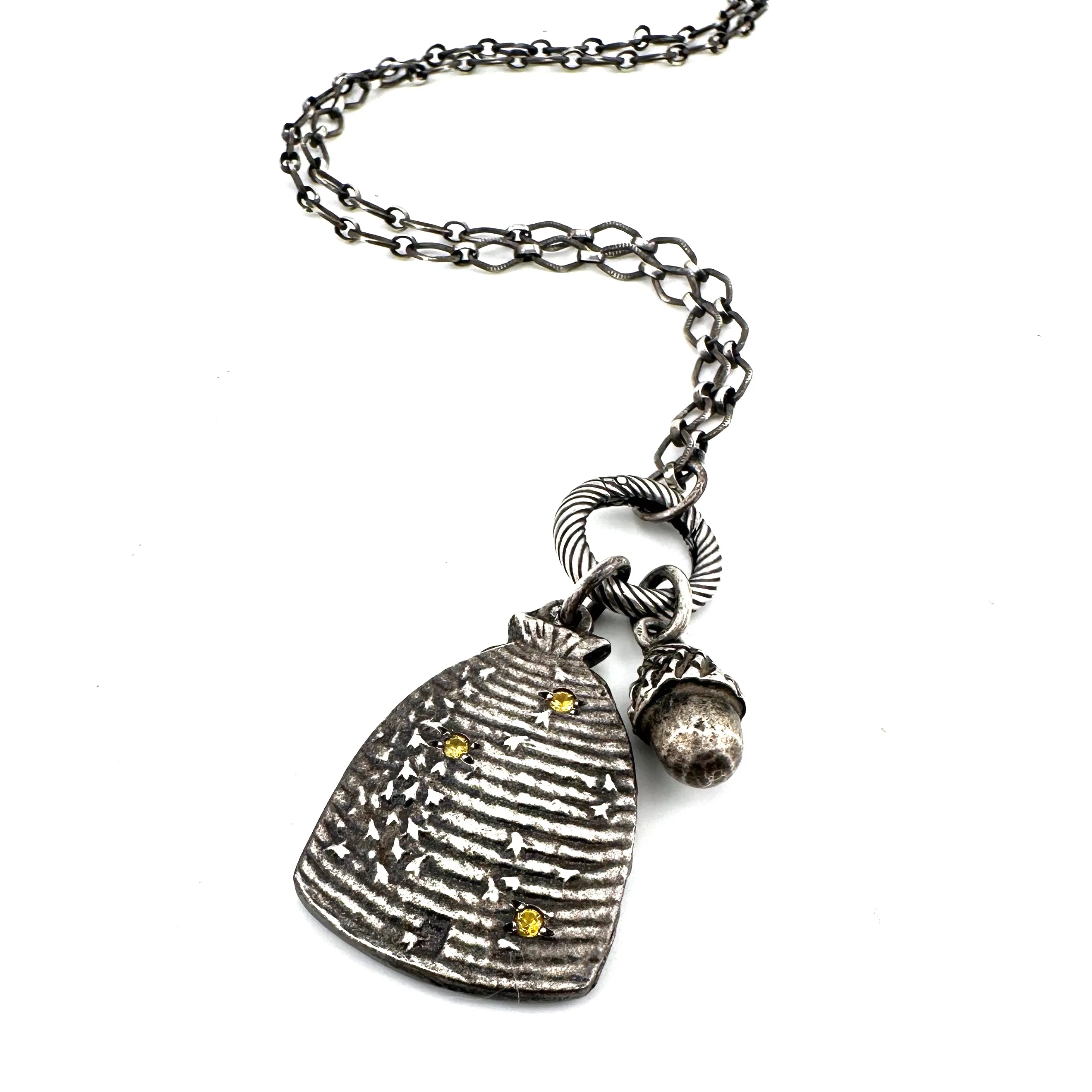 BEEHIVE Yellow Sapphire Necklace Set in Silver