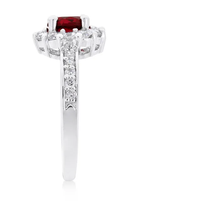 Belle Garnet Red Halo Engagement Cocktail Ring | 2.2ct