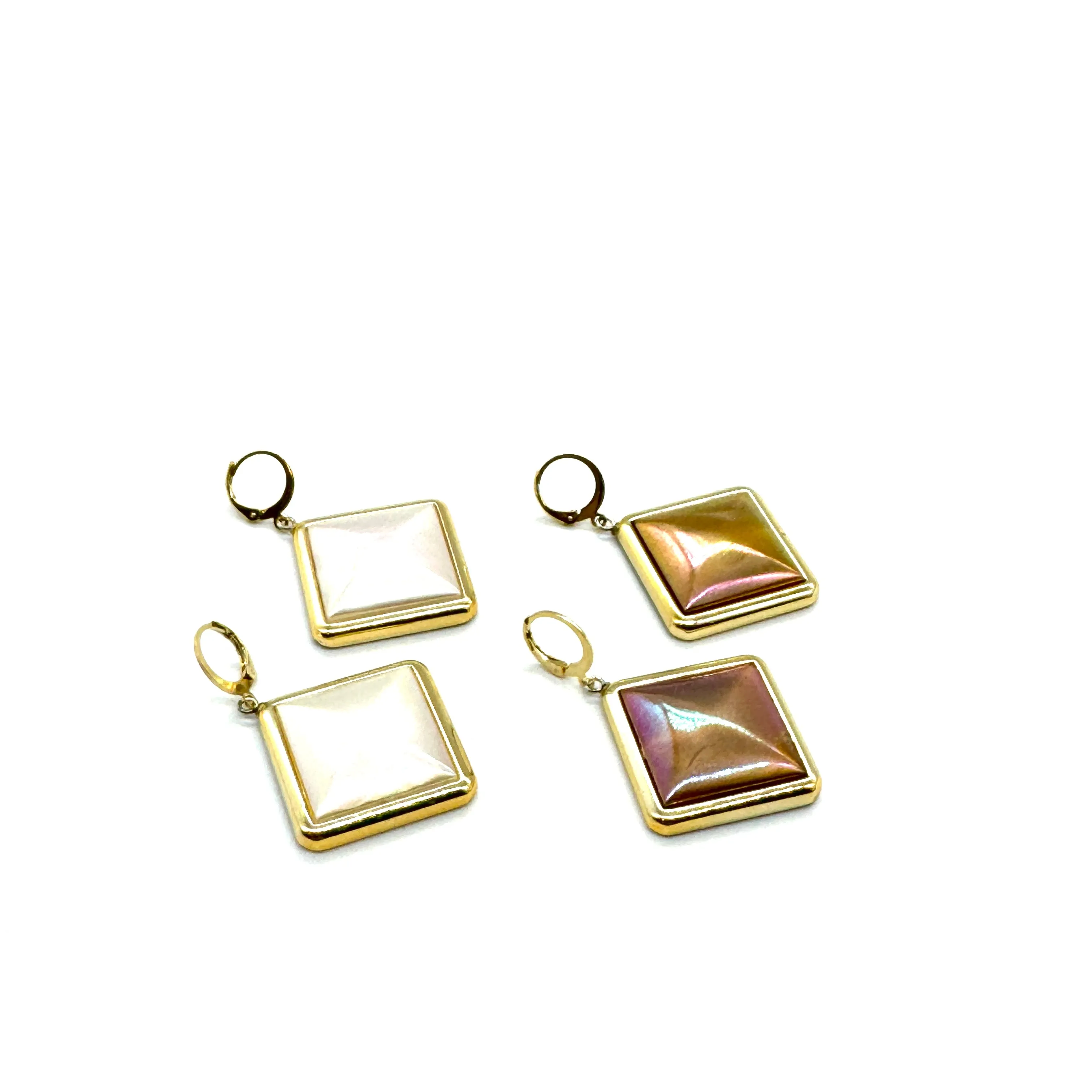 Bezel Pearliest Diamante Cuff Earrings