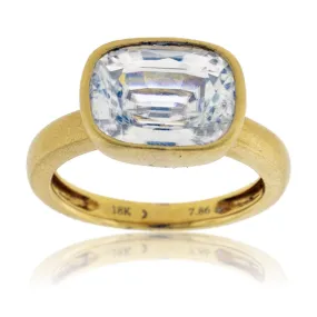 Bezel Set Modified Cushion-Cut Zircon Yellow Gold Ring
