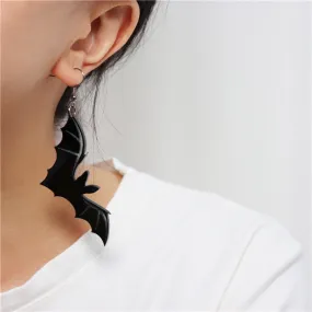 Black Hanging Bat Earring