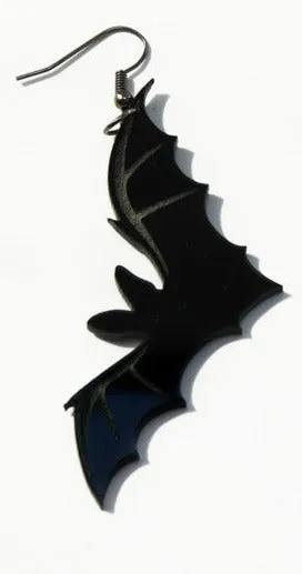 Black Hanging Bat Earring