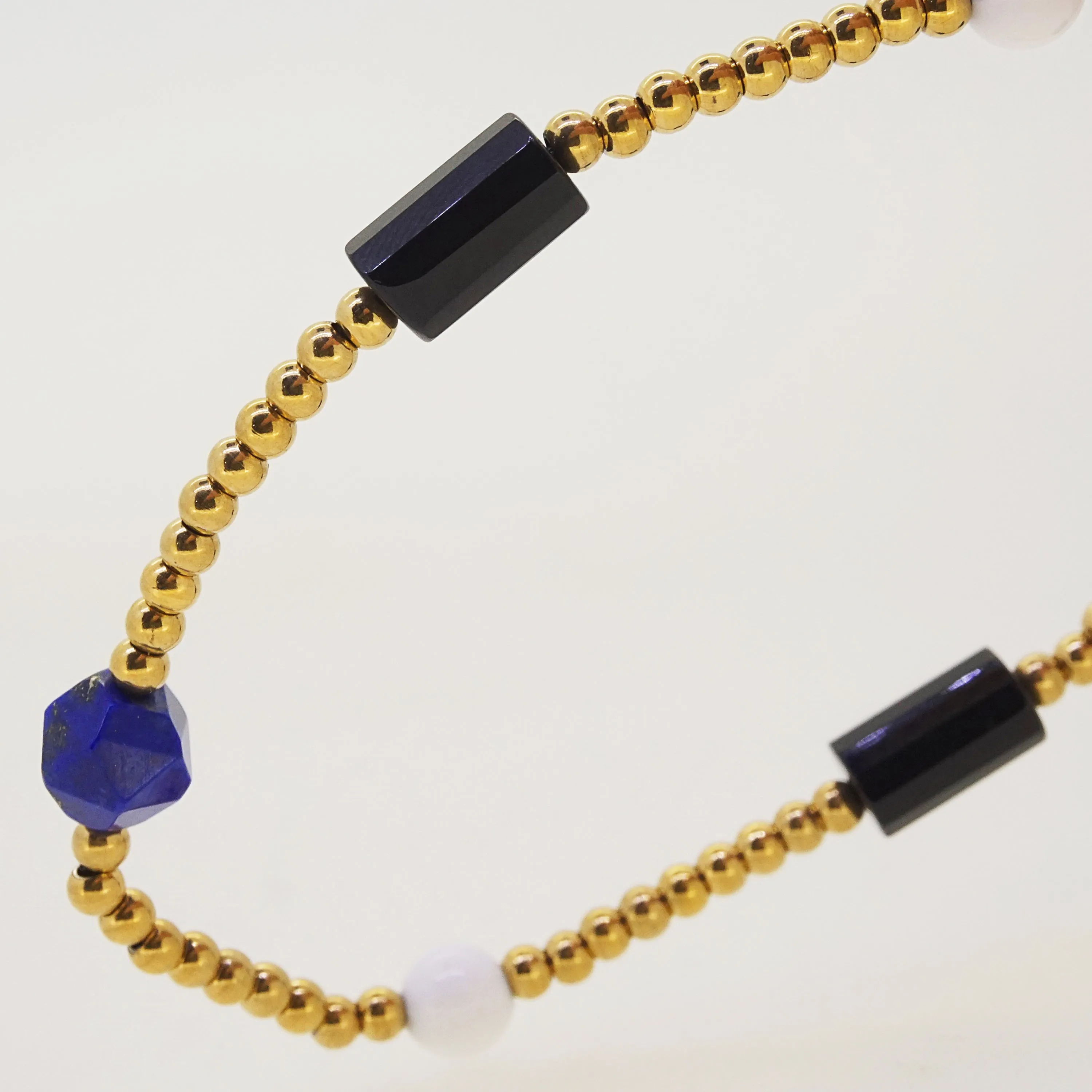 Black Onyx, White Agate, and Lapis Lazuli