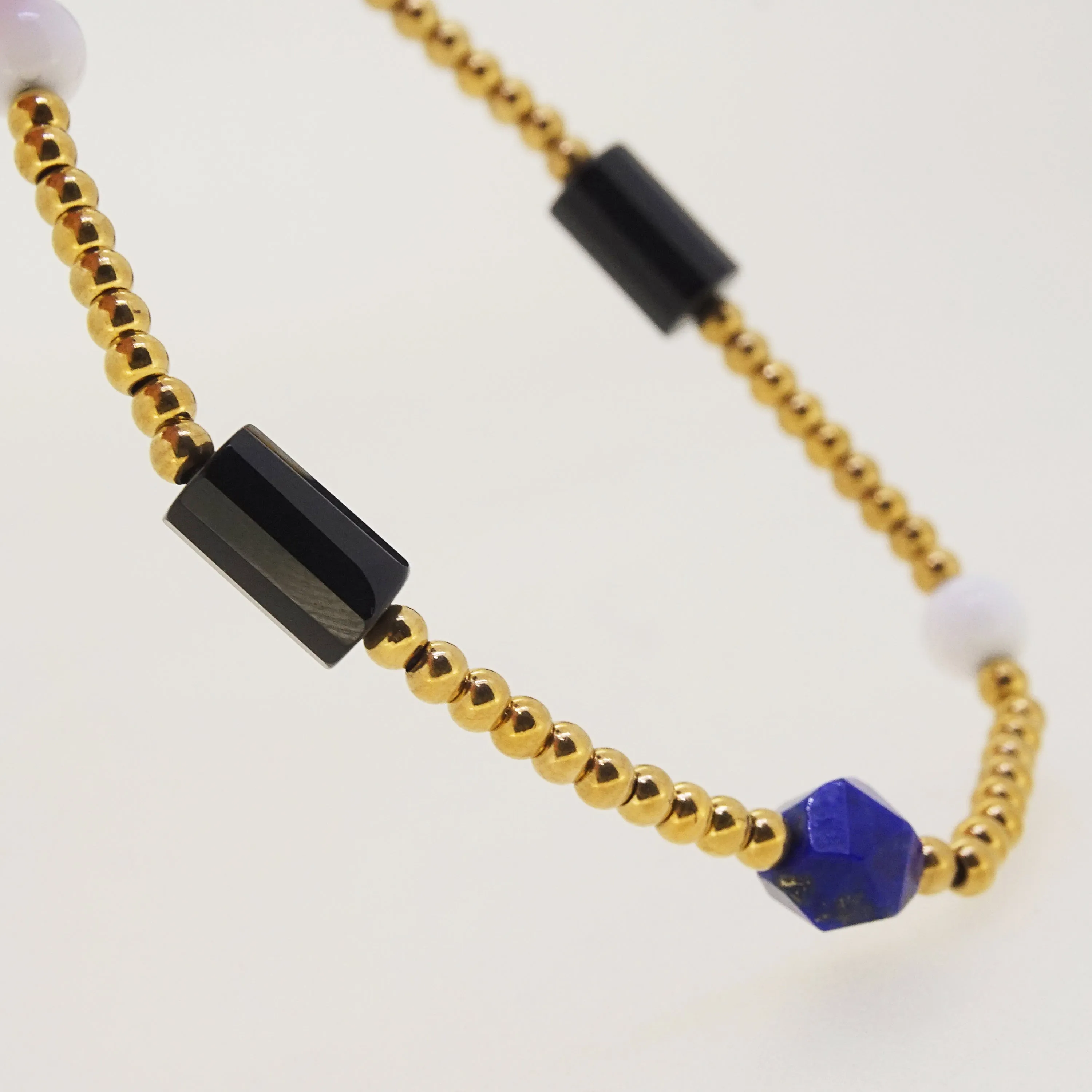Black Onyx, White Agate, and Lapis Lazuli