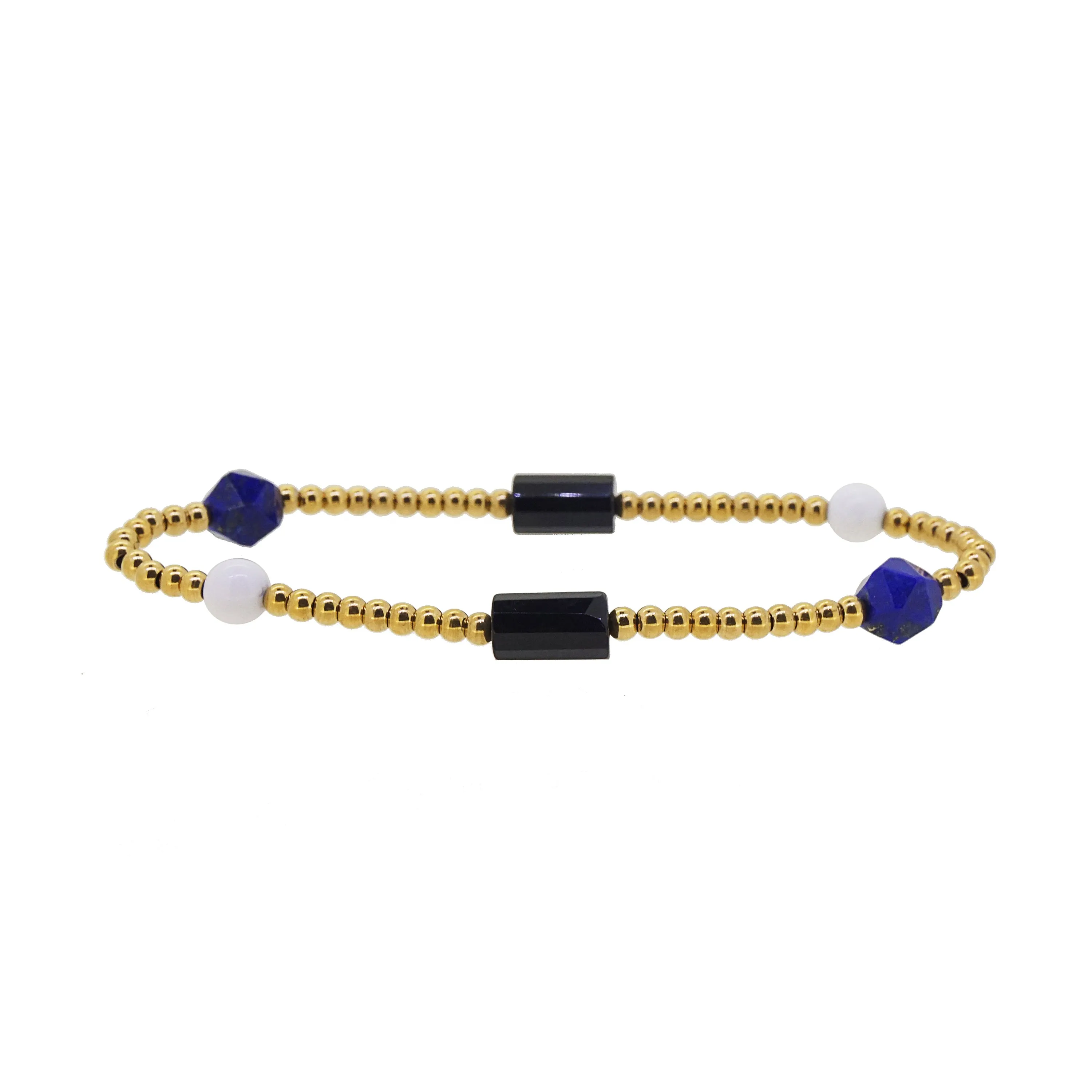 Black Onyx, White Agate, and Lapis Lazuli